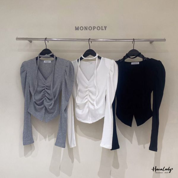 WJA83 浮誇公主袖抓摺上衣 