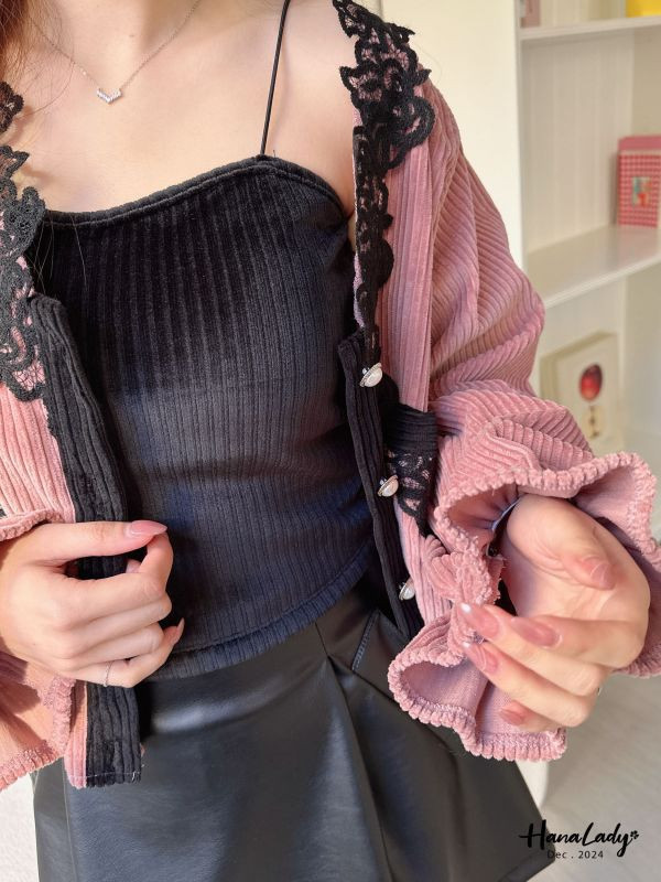 FQA85 絨布坑條細肩平口bratop 