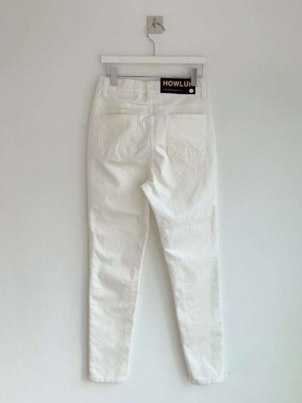 WQB16 輕磨毛黑白單寧棉褲 