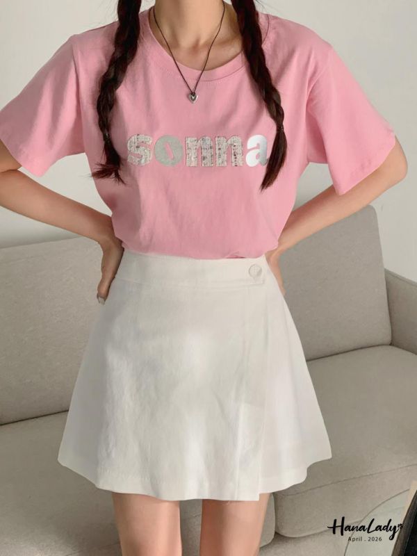 LFA27 毛呢燙銀涼感親膚棉T 