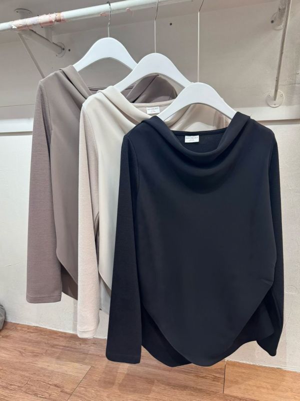 WQA98 垂領雪紡拼接針織衫 