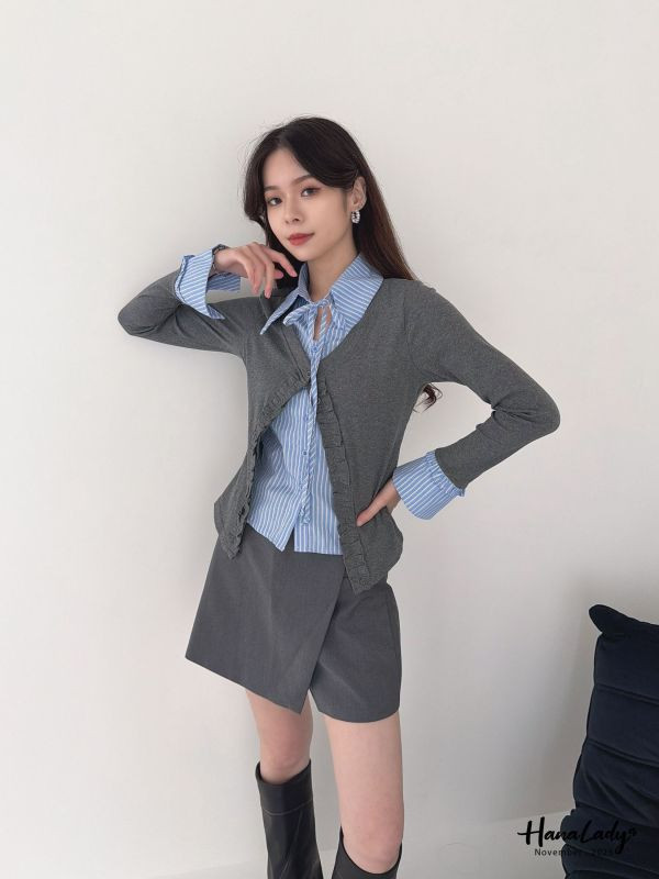 WJA69 y2k風超美直條拼接上衣 