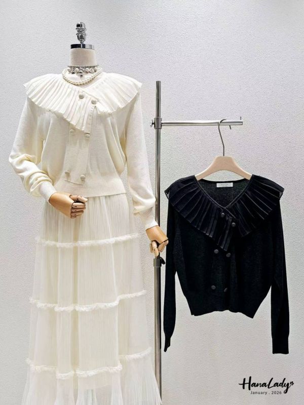 LEA09 親膚細針織拼接雪紡上衣 