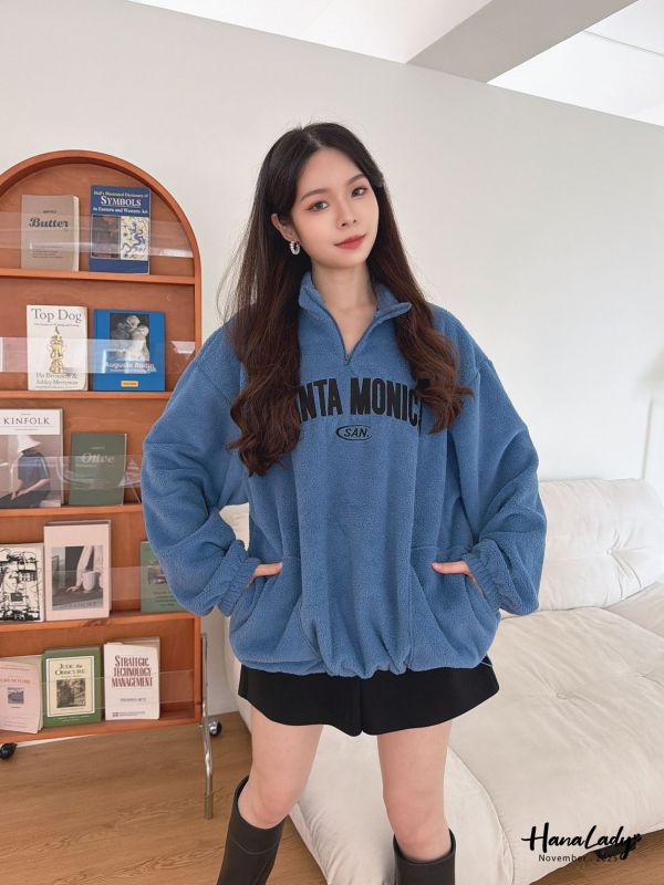 WJB18 超舒服刺繡OVERSIZE刷毛T 