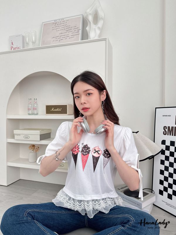 WLA61 甜美冰淇淋蕾絲上衣 