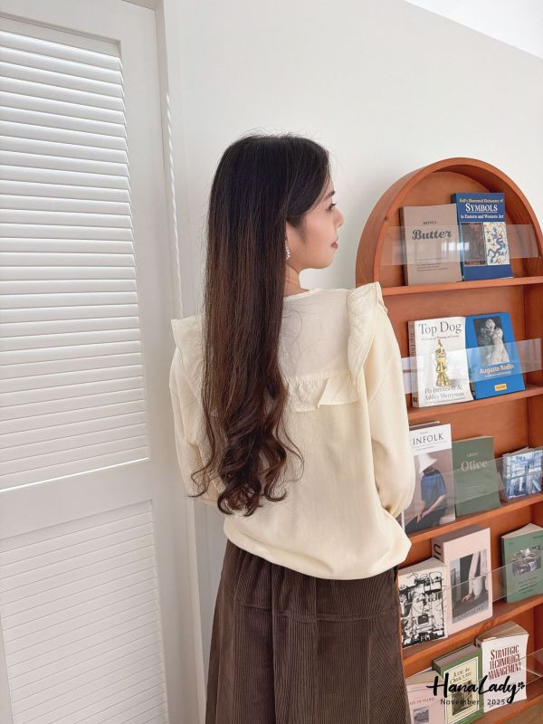 WJA28 簡約可愛花邊領上衣 