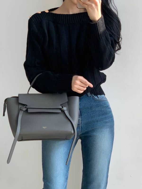 WQA59 金釦肩設計針織上衣 