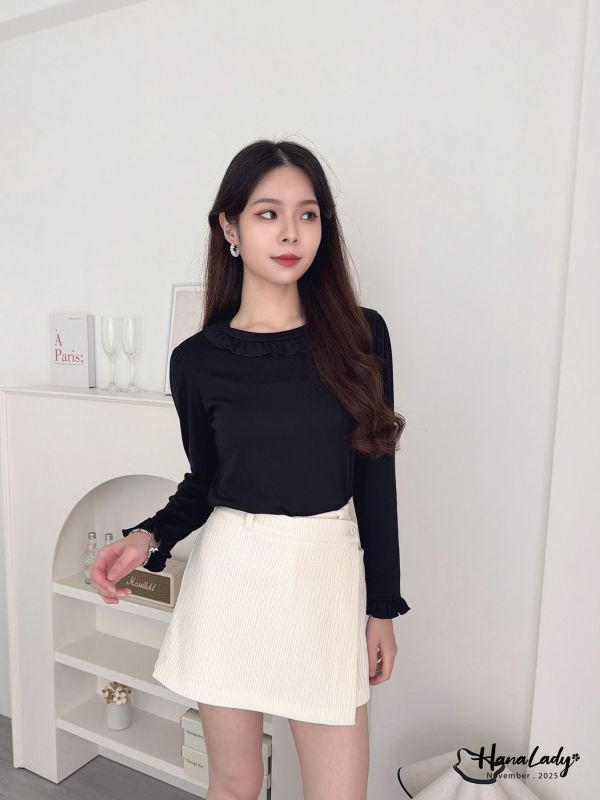 WJA30 簡約日系花邊領上衣 