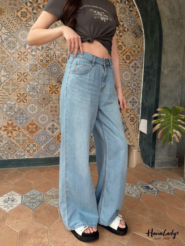 LFB19 廣州選品刺繡蝴蝶結涼感丹寧褲 