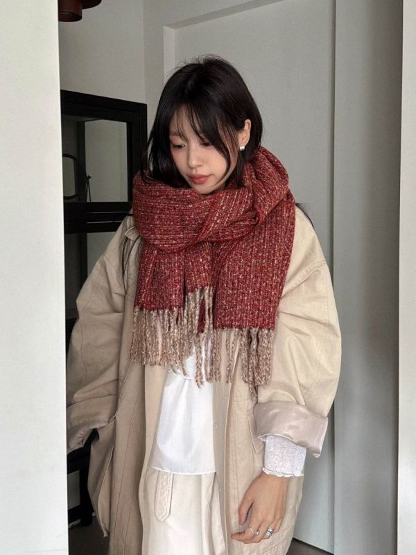 WQB38 混色勾針織暖暖圍巾 