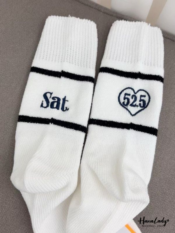 WJB31 刺繡珊瑚絨拼接棉襪 