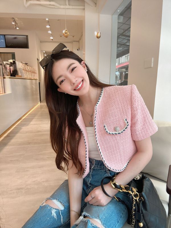 FWB09假口袋滾邊小香外套 