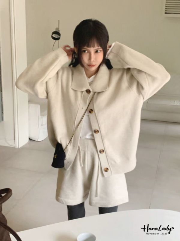 WJA48 簡約休閒琥珀排扣套裝 