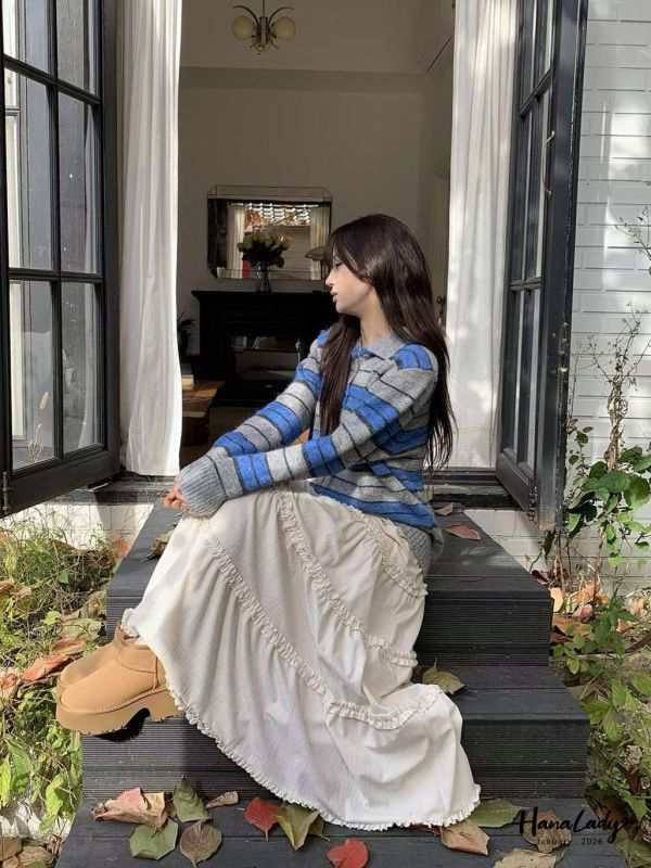 LEB06 冬天的浪漫蜜桃絨長裙 