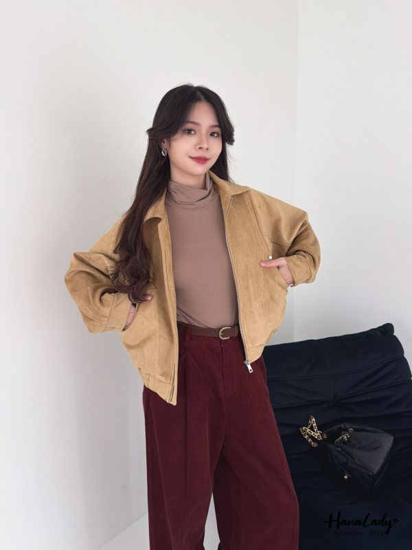 WJA63 率性麂皮拉鍊機車裝 