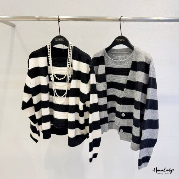 LEA13 兩件式削肩背心排釦針織上衣 