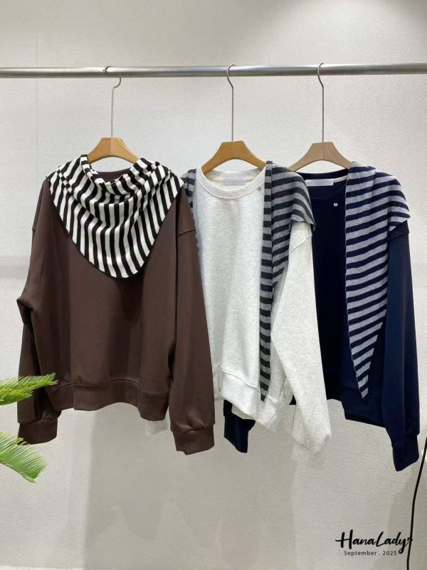 WKA01 絲滑涼棉條紋披肩T 