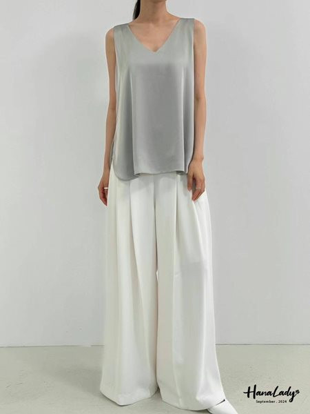 FKA15 百搭雙開衩絲滑背心 