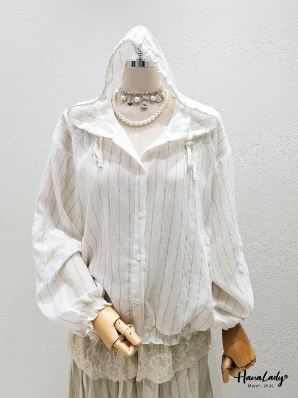 LSA07 可愛Q擺線條排釦衫 