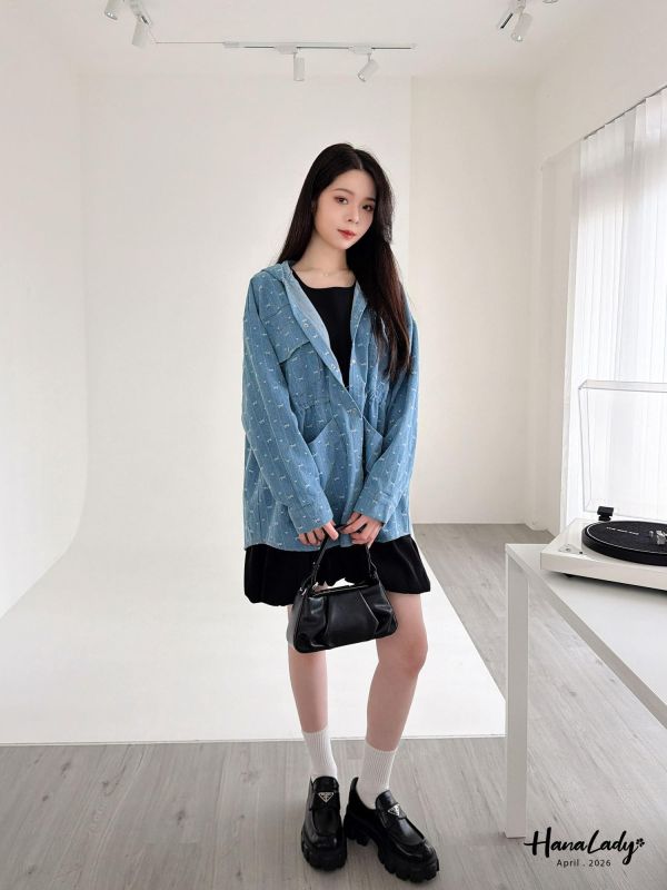 LFA41 俏皮刺繡蝴蝶結愛心丹寧外 