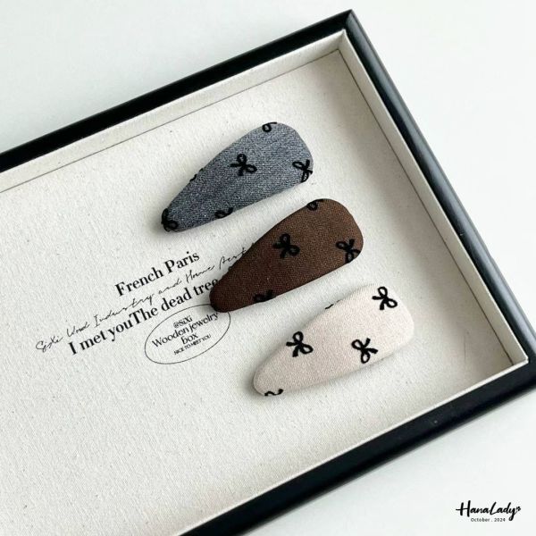 FTB20 絨布蝴蝶結髮夾單個 