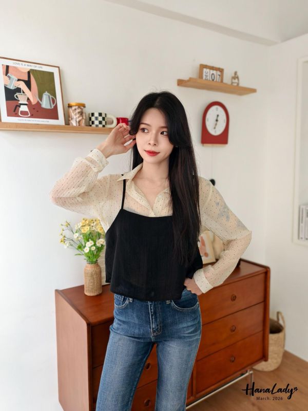 LSA49 兩件式壓紋點點上衣 