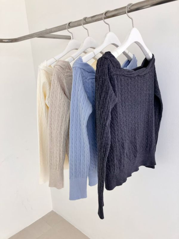 WJA02 氣質麻花領針織上衣 