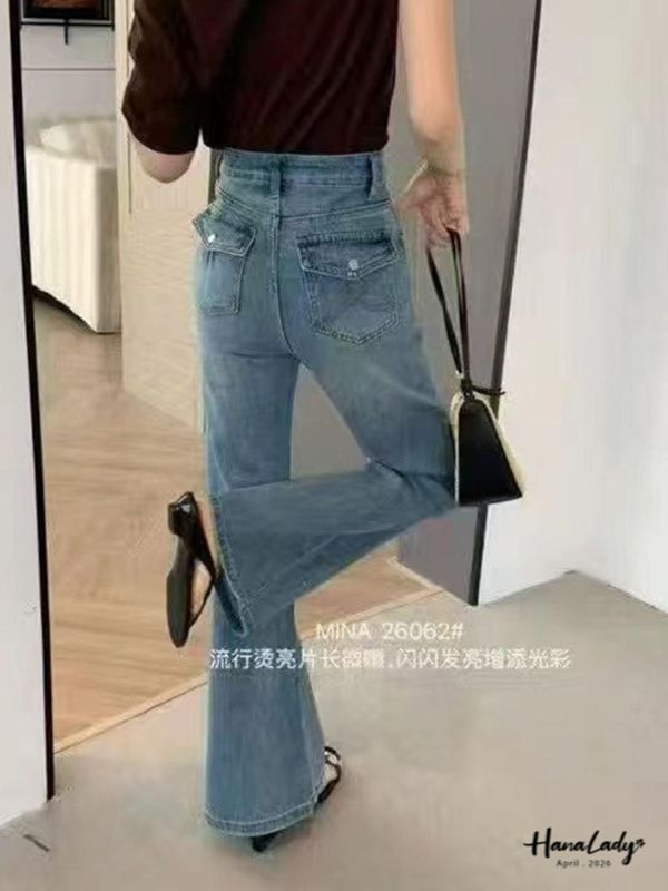 LFB18 廣州選品極細亮片喇叭褲 