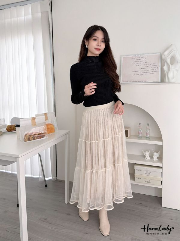 WJA08 浪漫爆棚絨布層次網紗裙 