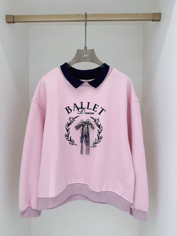 WQA20 麂皮圖紋針織領大學T 