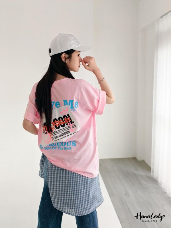 LSA39 繽紛貼布字母棉T 