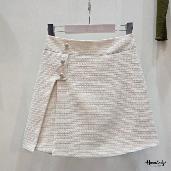 LEB07 精緻小香風開衩設計褲裙 