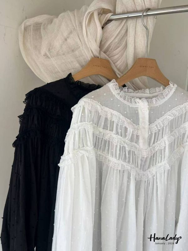 LEA62 層次領點點裙擺上衣 