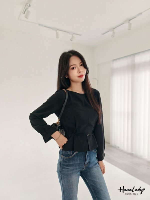 LSA36 知性百摺釦帶上衣 