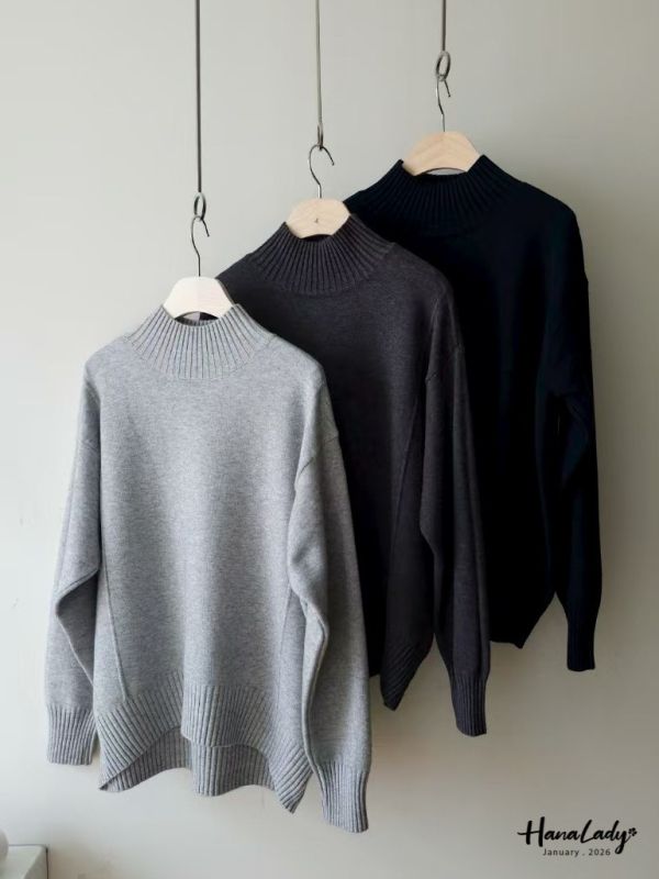 LEA86 簡約立領線條針織上衣 