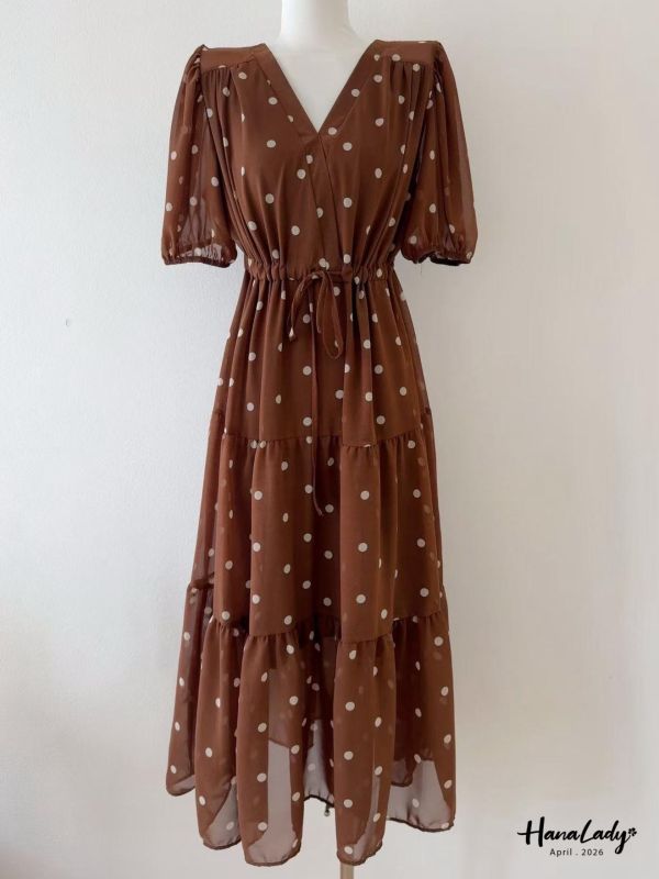 LFA22 復古點點雪紡長洋 
