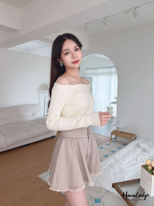 WJA02 氣質麻花領針織上衣 