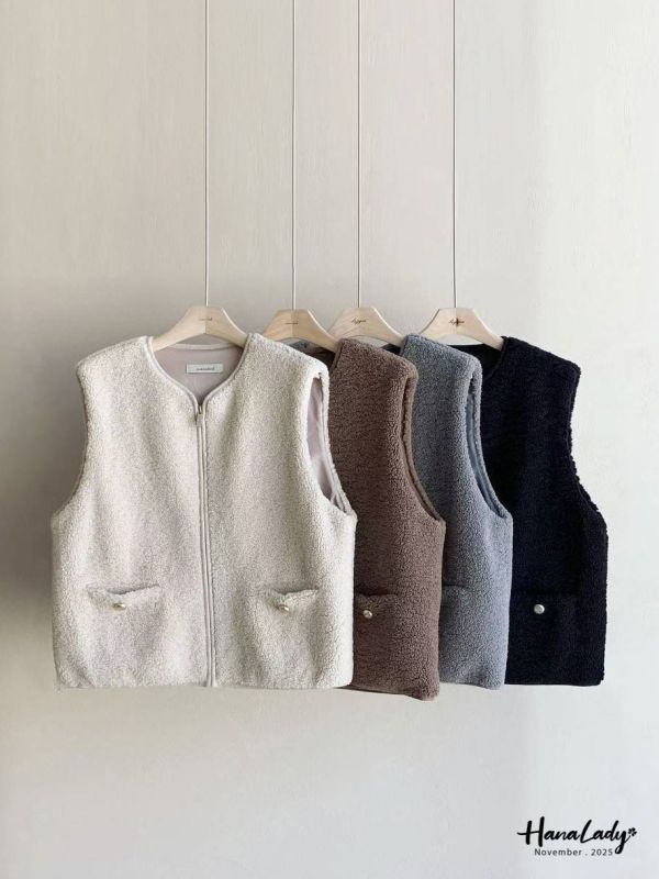 WJB16 百搭款絨毛拉鍊背心 