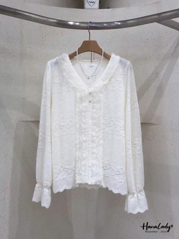 WJB44 有點太美毛料蕾絲上衣 