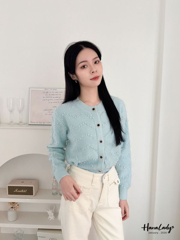 LEA34 金蔥細閃毛絲球球上衣 