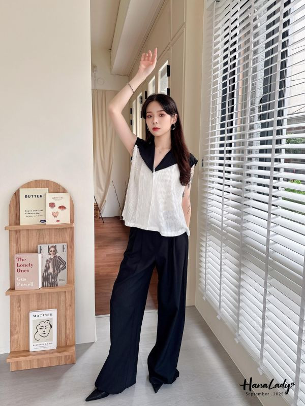 WKA12 三角翻領剪裁設計款上衣 