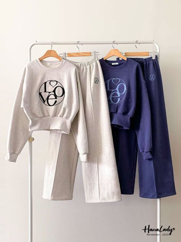 WJA93 暖暖內磨毛刺繡字母套裝 