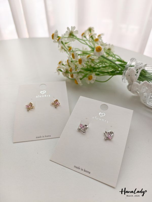 LSA71 愛心小鑽耳夾式耳環 