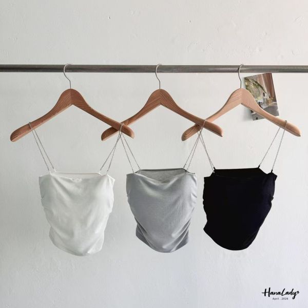 LFB13 銀鍊肩帶平口內搭上衣 