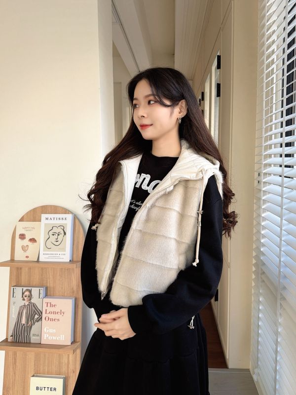 WQB29 正反兩穿毛毛鋪棉背心 