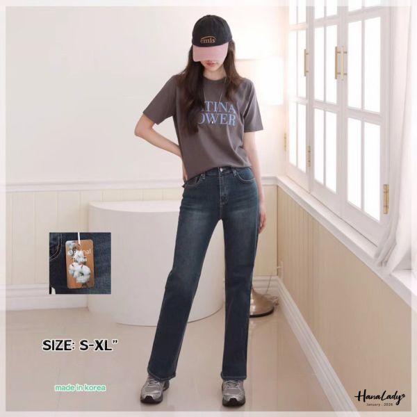 LEB11 簡約韓系直筒丹寧褲 