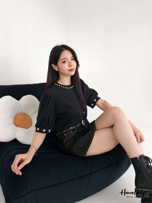 LSA30 珍珠小花袖棉T 