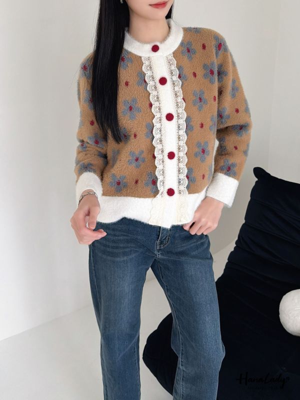 LEA05 復古日系超親膚花花上衣 