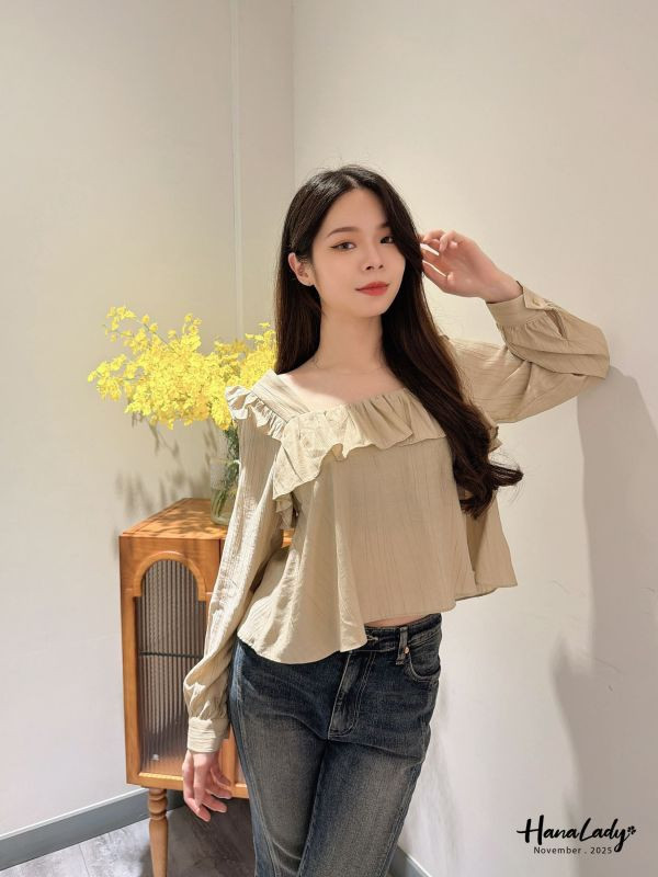 WJA57 微美荷葉方領上衣 