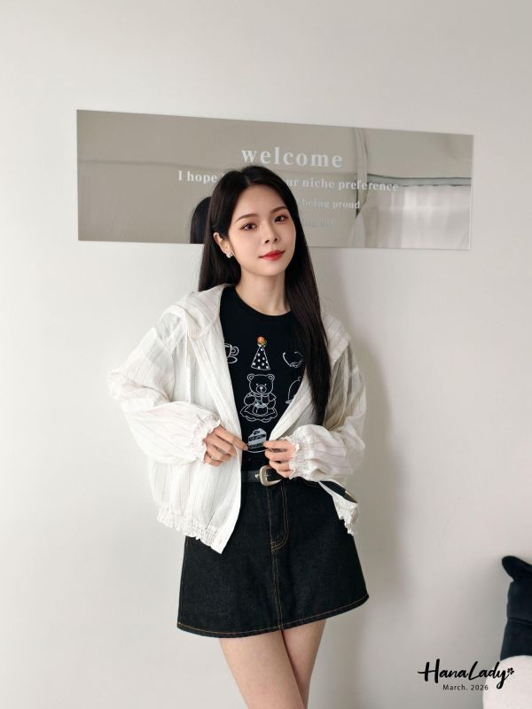 LSA17 小熊蝴蝶結QQ邊上衣 